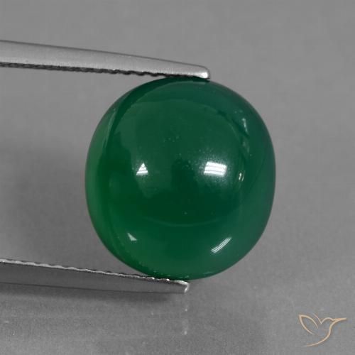 7.02ct Натуральный Средний зеленый Агат, Овал, Полупрозрачный