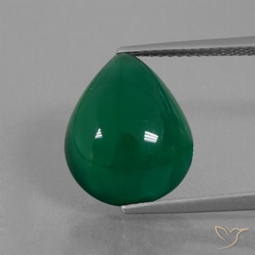 7.46ct Натуральный Средний зеленый Агат, Форма груши, Полупрозрачный