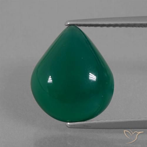 6.87ct Натуральный Средний темно-зеленый Агат, Форма груши, Полупрозрачный