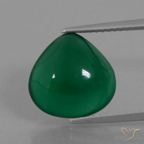 6.83ct Натуральный Средний зеленый Агат, Форма груши, Полупрозрачный