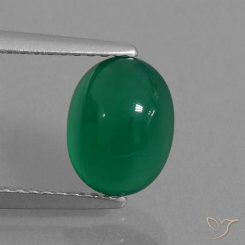 2.24ct Натуральный Травянисто-зелёный Агат, Овал, Полупрозрачный
