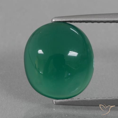 3.83ct Натуральный Средний темно-зеленый Агат, Овал, Полупрозрачный