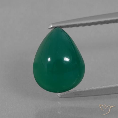 2.81ct Натуральный Средний темно-зеленый Агат, Форма груши, Полупрозрачный