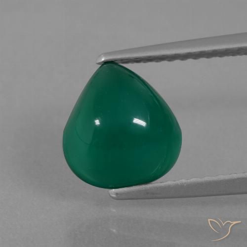 2.47ct Натуральный Средний темно-зеленый Агат, Форма груши, Полупрозрачный