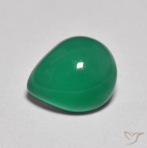 2.67ct Натуральный Средний темно-зеленый Агат, Форма груши, Полупрозрачный