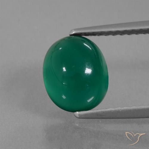 2.46ct Натуральный Средний темно-зеленый Агат, Овал, Полупрозрачный