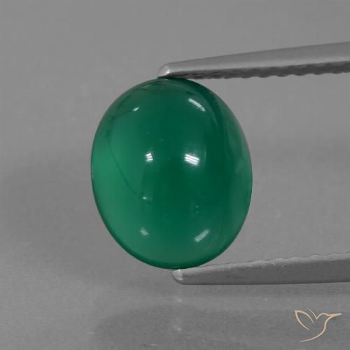 2.40ct Натуральный Травянисто-зелёный Агат, Овал, Полупрозрачный