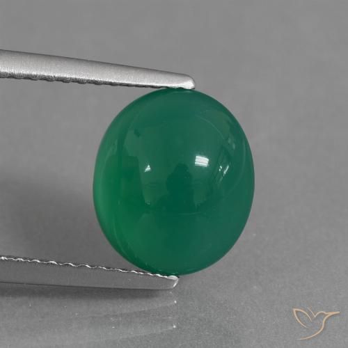 2.81ct Натуральный Средний зеленый Агат, Овал, Полупрозрачный