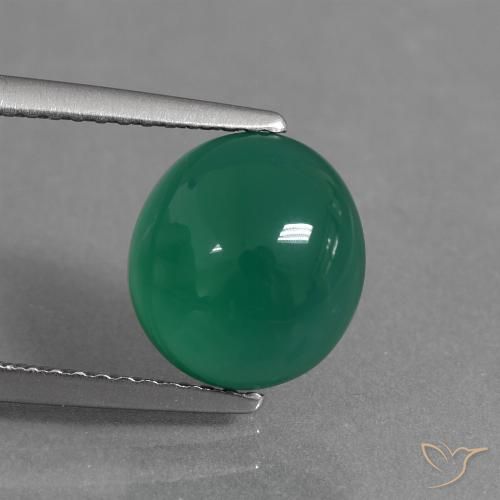 2.75ct Натуральный Средний зеленый Агат, Овал, Полупрозрачный