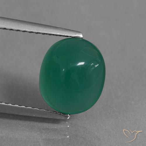 2.53ct Натуральный Средний зеленый Агат, Овал, Полупрозрачный