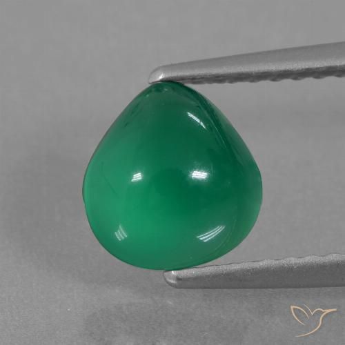 1.63ct Натуральный Средний зеленый Агат, Форма груши, Полупрозрачный