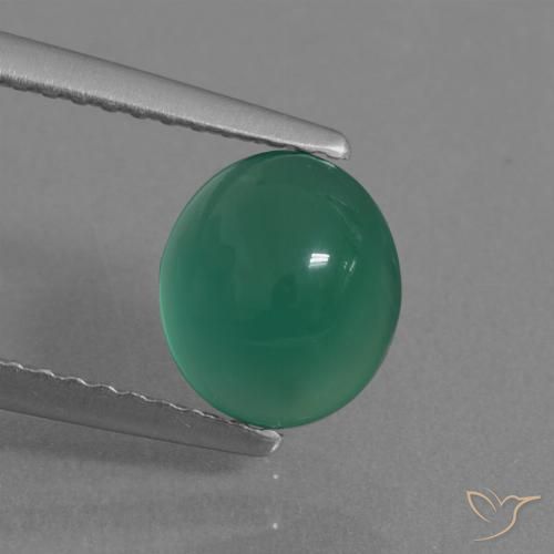 1.57ct Натуральный Средний зеленый Агат, Овал, Полупрозрачный