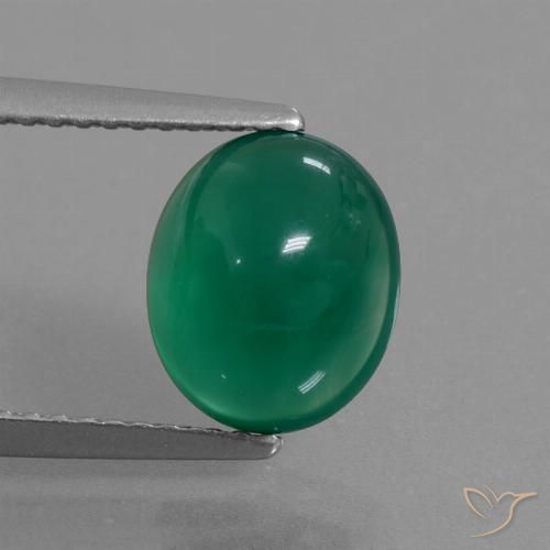 2.57ct Натуральный Травянисто-зелёный Агат, Овал, Полупрозрачный