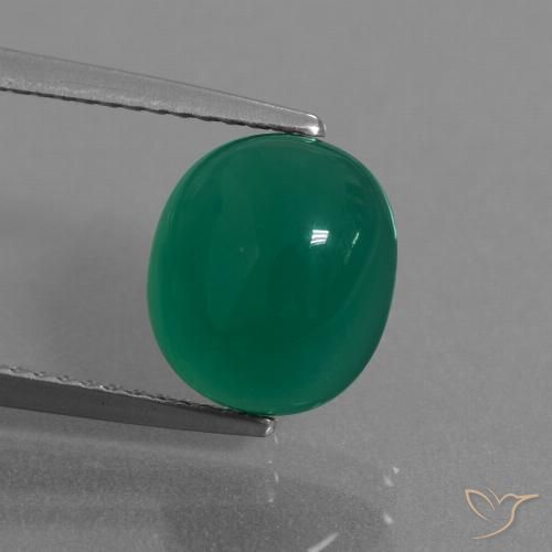 3.48ct Натуральный Средний темно-зеленый Агат, Овал, Полупрозрачный