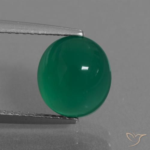 3.20ct Натуральный Травянисто-зелёный Агат, Овал, Полупрозрачный
