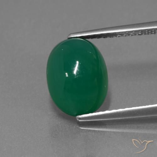 3.49ct Натуральный Средний темно-зеленый Агат, Овал, Полупрозрачный