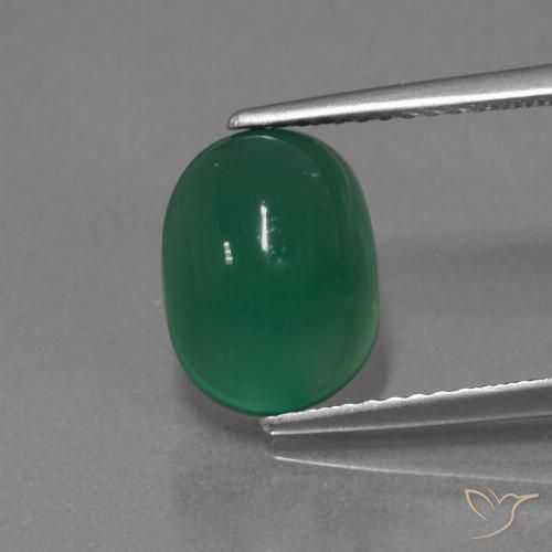 3.11ct Натуральный Травянисто-зелёный Агат, Овал, Полупрозрачный