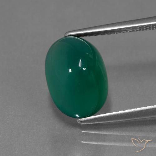 3.39ct Натуральный Темно-зеленый Агат, Овал, Полупрозрачный