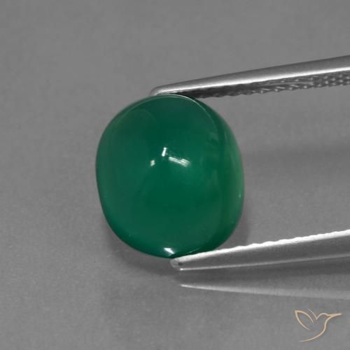 3.23ct Натуральный Средний темно-зеленый Агат, Овал, Полупрозрачный
