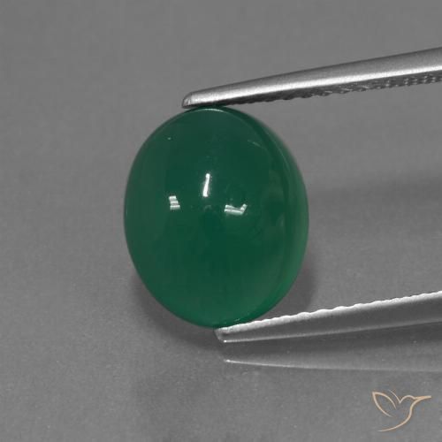 3.17ct Натуральный Травянисто-зелёный Агат, Овал, Полупрозрачный