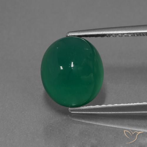 3.65ct Натуральный Травянисто-зелёный Агат, Овал, Полупрозрачный