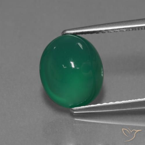 3.61ct Натуральный Травянисто-зелёный Агат, Овал, Полупрозрачный