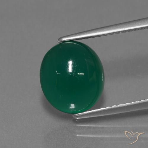 3.60ct Натуральный Средний зеленый Агат, Овал, Полупрозрачный