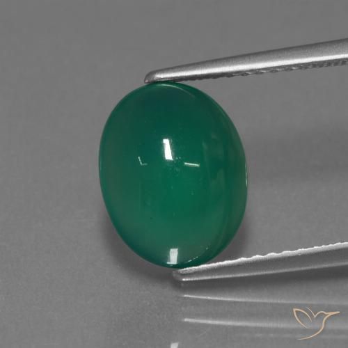 3.23ct Натуральный Средний зеленый Агат, Овал, Полупрозрачный