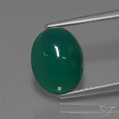 3.76ct Натуральный Средний темно-зеленый Агат, Овал, Полупрозрачный