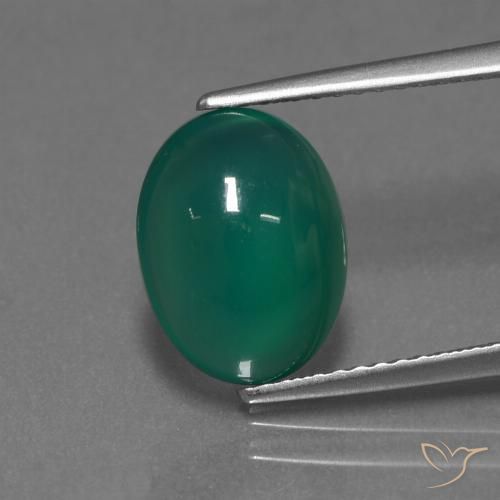 3.15ct Натуральный Средний зеленый Агат, Овал, Полупрозрачный