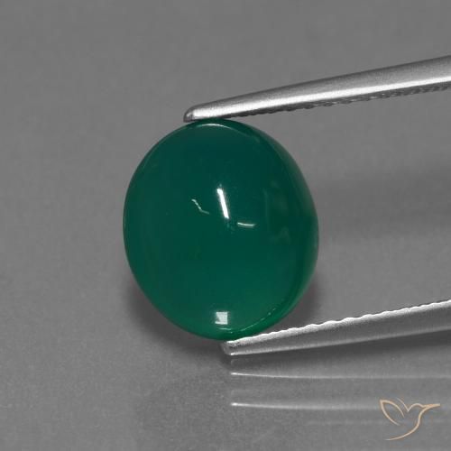 3.49ct Натуральный Средний темно-зеленый Агат, Овал, Полупрозрачный