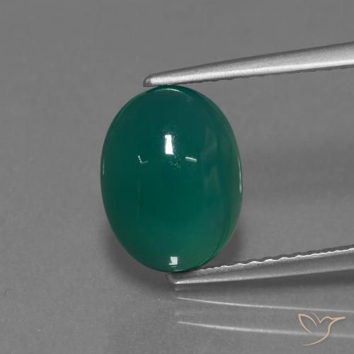 3.18ct Натуральный Средний темно-зеленый Агат, Овал, Полупрозрачный