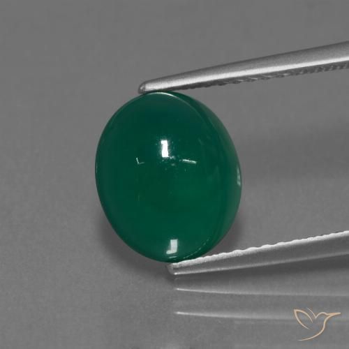 3.04ct Натуральный Средний зеленый Агат, Овал, Полупрозрачный