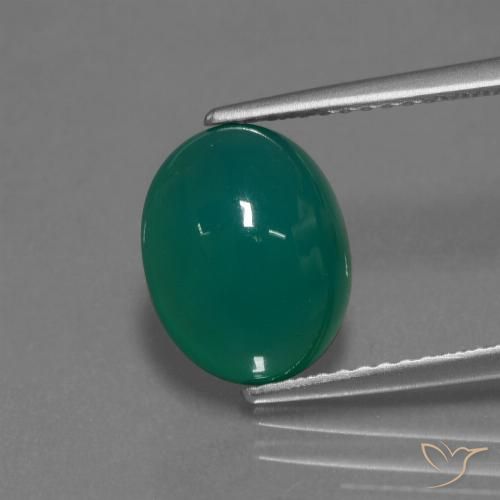 3.50ct Натуральный Средний зеленый Агат, Овал, Полупрозрачный