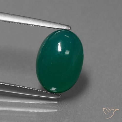 3.69ct Натуральный Средний темно-зеленый Агат, Овал, Полупрозрачный