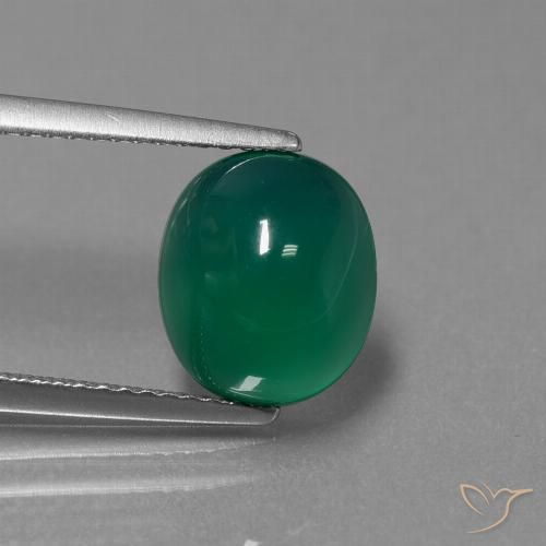 3.03ct Натуральный Средний зеленый Агат, Овал, Полупрозрачный