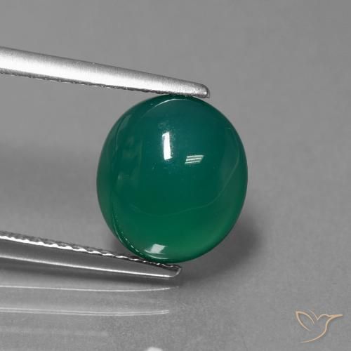 3.54ct Натуральный Зеленый Агат, Овал, Полупрозрачный