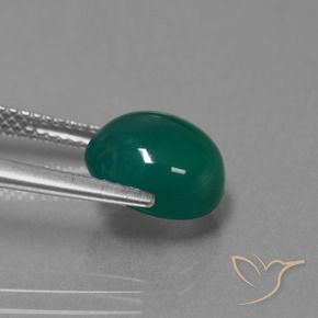 3.46 карата, натуральный Зеленый Агат, Огранка Овал, Полупрозрачный