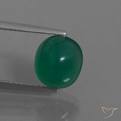 2.99ct Натуральный Средний темно-зеленый Агат, Овал, Полупрозрачный
