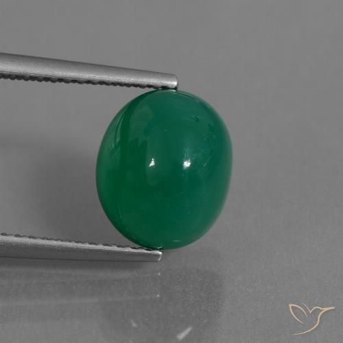 3.95ct Натуральный Средний зеленый Агат, Овал, Полупрозрачный