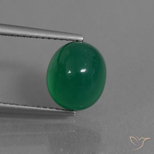 3.44ct Натуральный Травянисто-зелёный Агат, Овал, Полупрозрачный