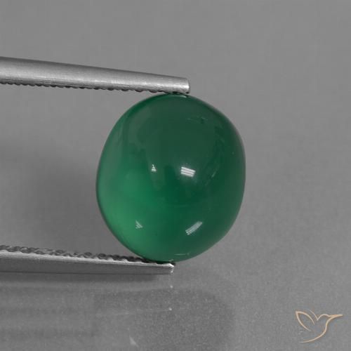 3.66ct Натуральный Средний изумрудно-зеленый Агат, Овал, Полупрозрачный