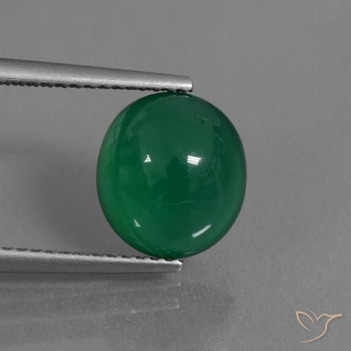 3.34ct Натуральный Средний темно-зеленый Агат, Овал, Полупрозрачный