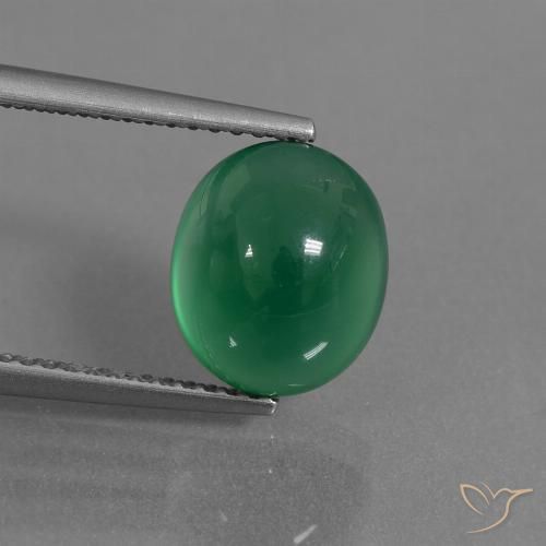 3.46ct Натуральный Теплый зеленый Агат, Овал, Полупрозрачный