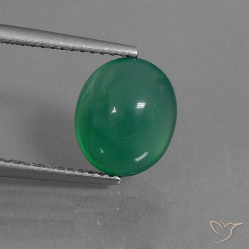 3.19ct Натуральный Теплый зеленый Агат, Овал, Полупрозрачный