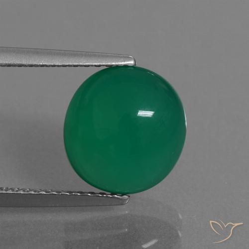 3.31ct Натуральный Средний зеленый Агат, Овал, Полупрозрачный