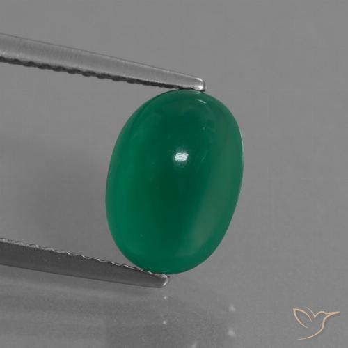 3.62ct Натуральный Средний зеленый Агат, Овал, Полупрозрачный