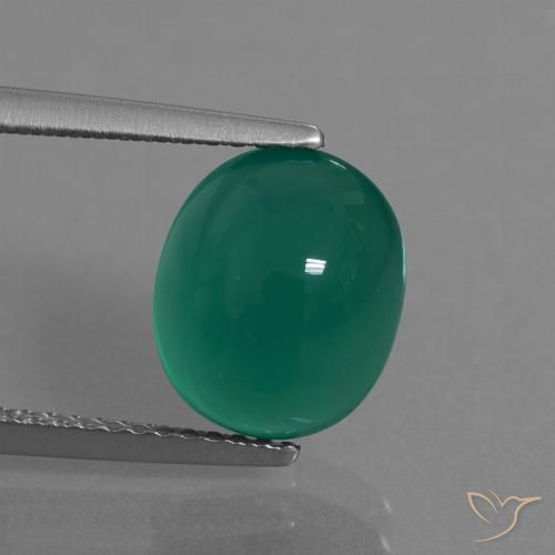 3.76ct Натуральный Сосновый зеленый Агат, Овал, Полупрозрачный