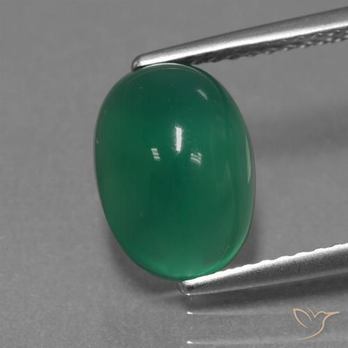 2.97ct Натуральный Травянисто-зелёный Агат, Овал, Полупрозрачный
