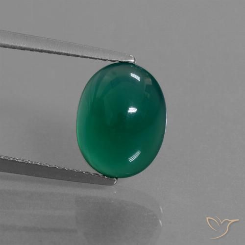 3.64ct Натуральный Травянисто-зелёный Агат, Овал, Полупрозрачный